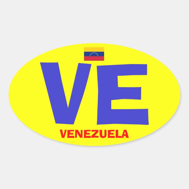 Adesivo Oval Vinheta Oval de Estilo VE da Venezuela (Frente)