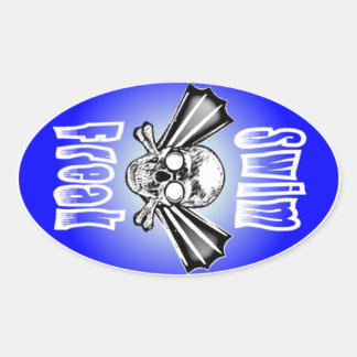 Adesivo Oval Vinheta Oval de Freak de natação