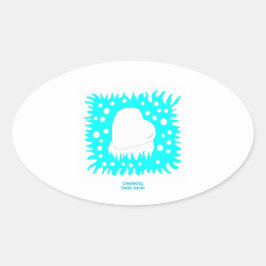 Adesivo Oval Vinheta Oval do Coração da Neve de inverno