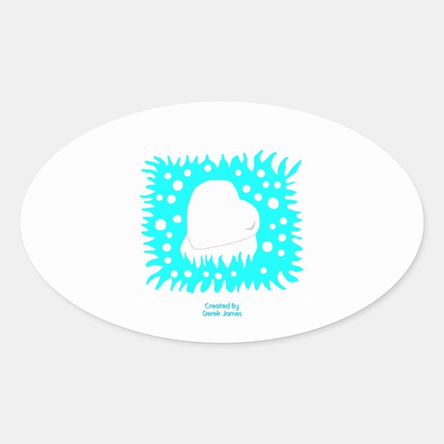 Adesivo Oval Vinheta Oval do Coração da Neve de inverno (Frente)