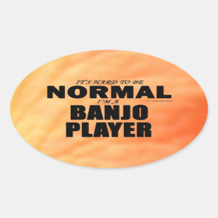 Adesivo Oval Vinheta Oval Do Jogador De Banjo Normal