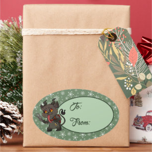 Adesivo Oval Vinheta Oval do Krampus Cugado Personalizado