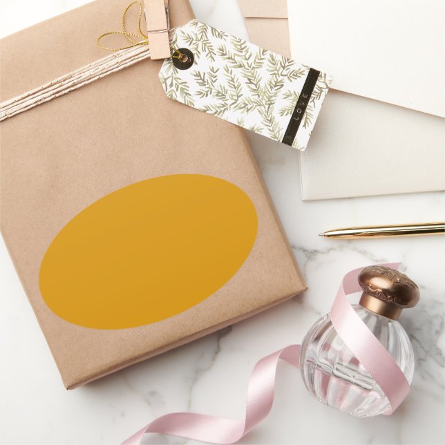 Adesivo Oval Vinheta Oval Dourada de Colheita (Presentear)