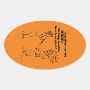 Adesivo Oval Vinheta Oval Explosiva Oboe Zombie