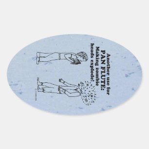 Adesivo Oval Vinheta Oval Explosiva Pan Flute Zombie