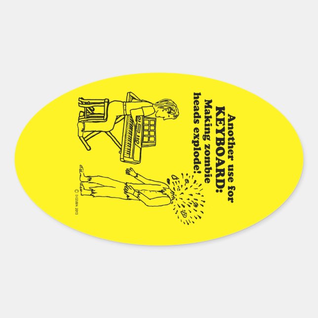 Adesivo Oval Vinheta Oval Explosiva Zombie do Teclado (Frente)