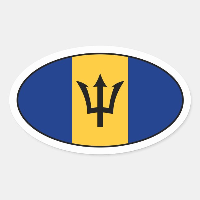 Adesivo Oval Vinheta Oval Flag de Barbados (Frente)