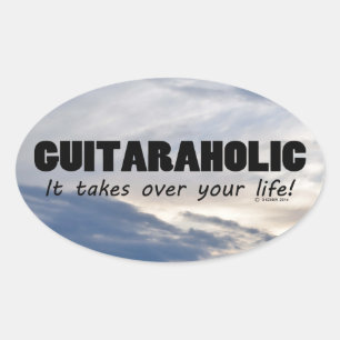 Adesivo Oval Vinheta Oval Guitaraholic Life