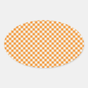Adesivo Oval Vinheta Oval Laranja Gingham