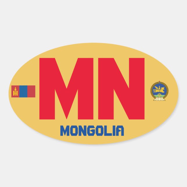 Adesivo Oval Vinheta Oval Mongólia* Euro-Estilo (Frente)