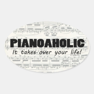 Adesivo Oval Vinheta Oval Pianoaholical Life