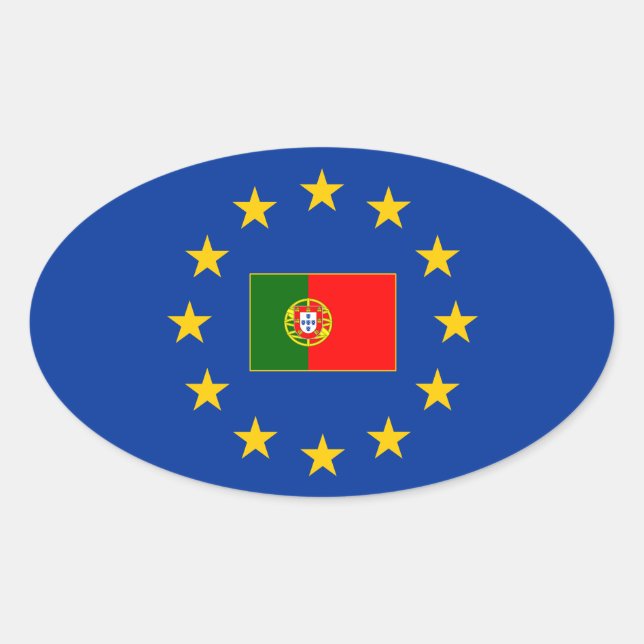Adesivo Oval Vinheta Oval Portugal da União Europeia (Frente)