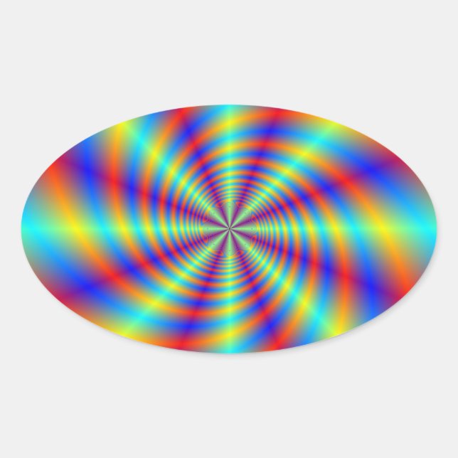 Adesivo Oval Vinheta Oval Psychedelic Whirl (Frente)