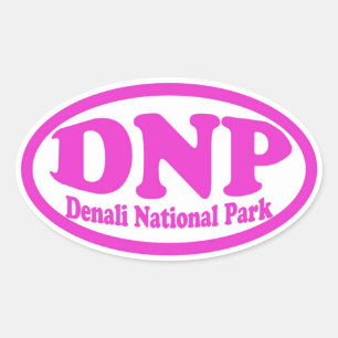 Adesivo Oval Vinheta oval rosa-rosa do Parque Nacional Denali