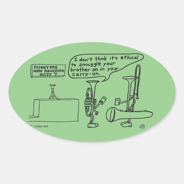 Adesivo Oval Vinheta Oval Trombone (Frente)