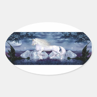 Adesivo Oval Vinheta Oval Unicorn White Beaun