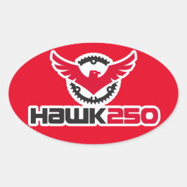 Adesivo Oval Vinheta Oval Vermelha do Logotipo Hawk 250