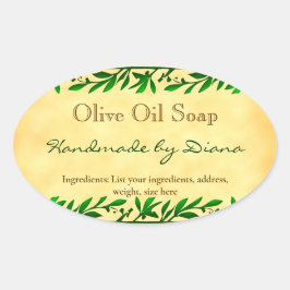 Adesivo Oval Vinheta-pergaminho de Sabão Personalizado de Olive