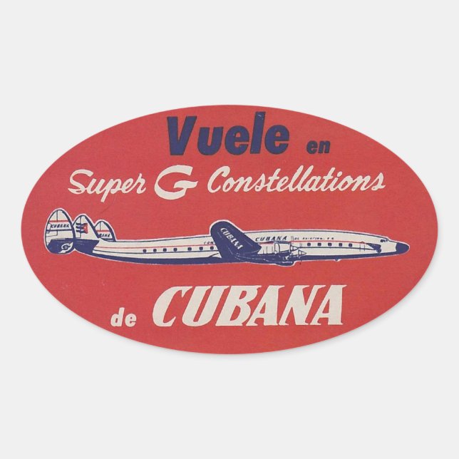 Adesivo Oval Vinheta Retro-Luzes de Constelação de Cubana (Frente)