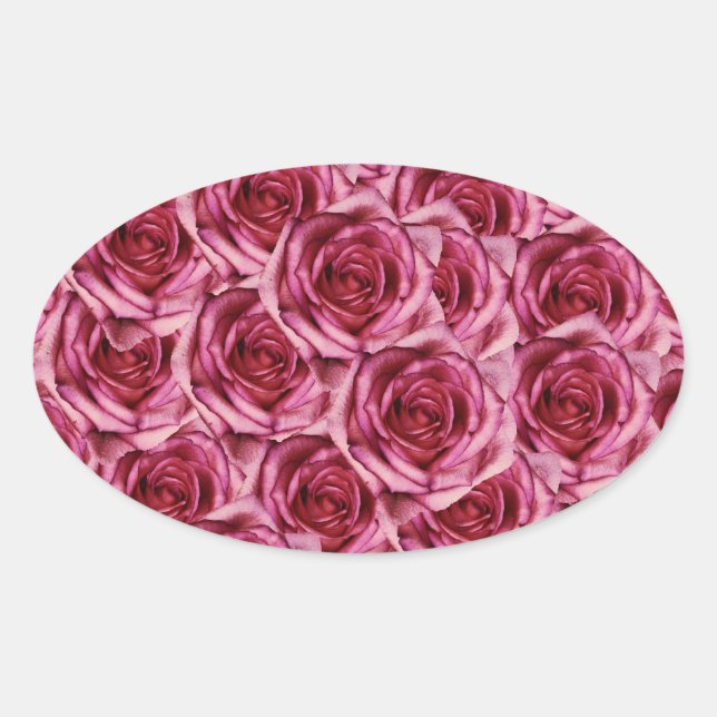 Adesivo Oval Vinheta Rosa Rosado (Frente)