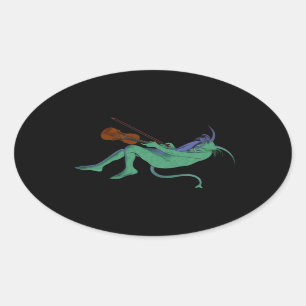 Adesivo Oval Vinheta Solista do Diabo Verde (contagem de 4)