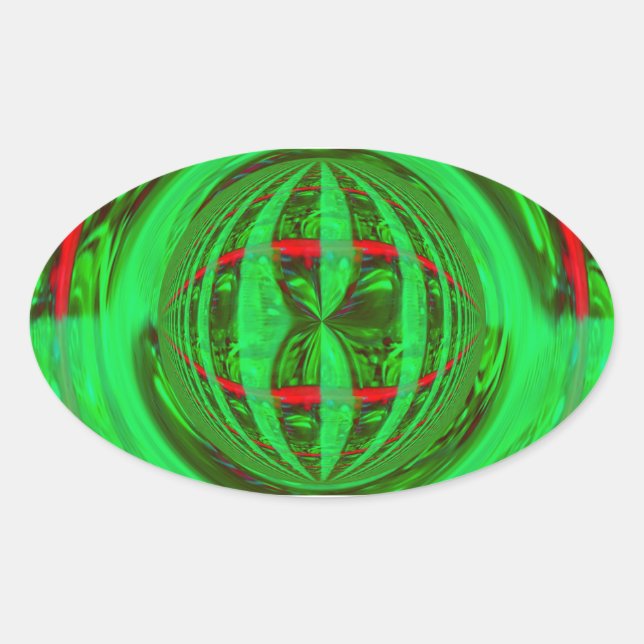 Adesivo Oval Vinheta verde orb oval (Frente)