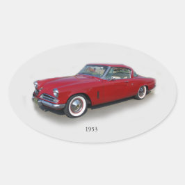 Adesivo Oval Vinheta vermelha clássica do carro 1953