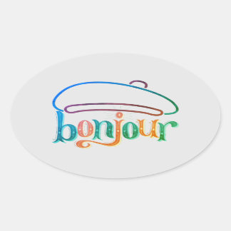 Adesivo Oval Vinhetas "bonjour"