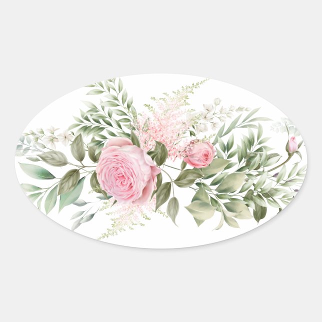 Adesivo Oval Vinhetas da Flor de Envelopes (Frente)