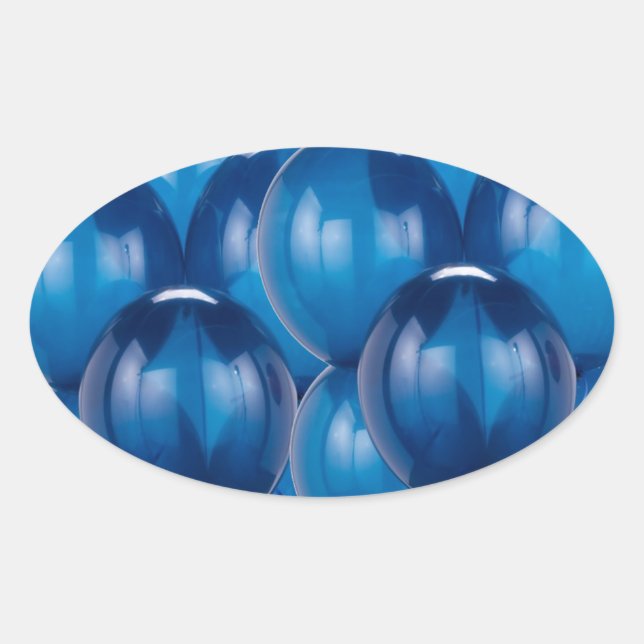 Adesivo Oval Vinhetas de balão azul e selos de envelopes (Frente)