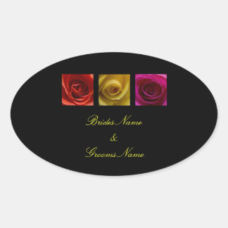 Adesivo Oval Vinhetas de Casamento - Rosa cor-de-rosa laranja