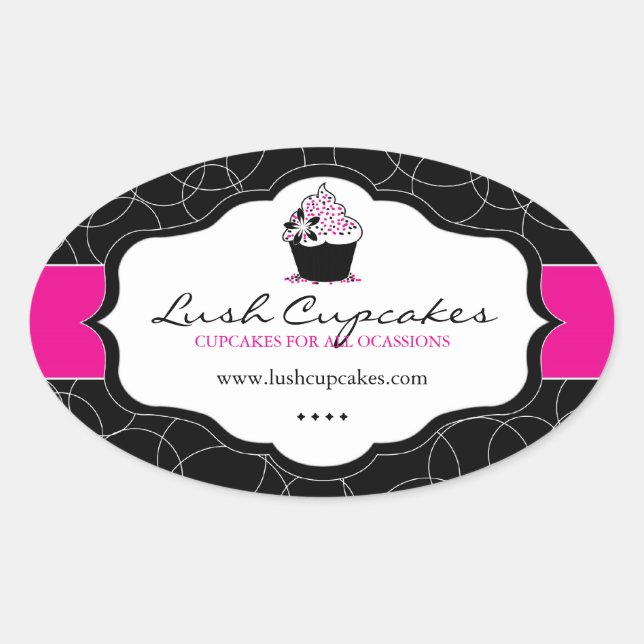 Adesivo Oval Vinhetas de Cupcake a frio (Frente)