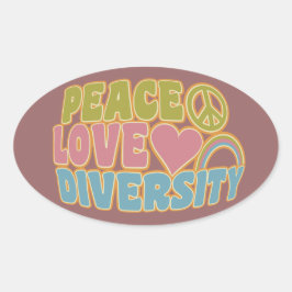 Adesivo Oval Vinhetas de diVERSIDADE de amor pela PAZ