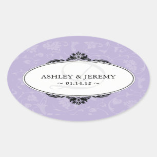 Adesivo Oval Vinhetas de Favor do Casamento Lilac