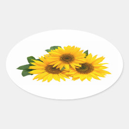 Adesivo Oval Vinhetas de Flor Amarelo Amarelo