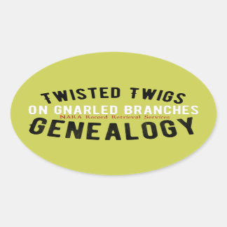 Adesivo Oval Vinhetas de genealogia de galhos tortos