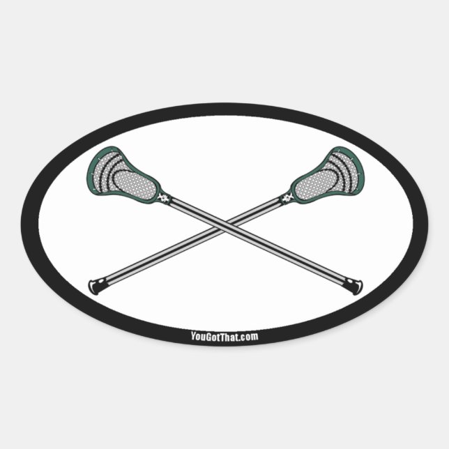 Adesivo Oval Vinhetas de Lacrosse Verde (Frente)