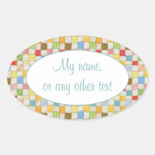 Adesivo Oval Vinhetas de Matilha Oval CRAZY QUILT