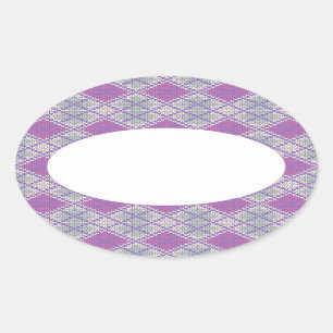 Adesivo Oval Vinhetas de Matilha Oval do KNIT ARGYLE LILAC