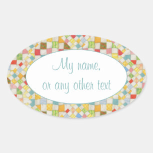 Adesivo Oval Vinhetas de Matilha Oval QUILT MOSAIC