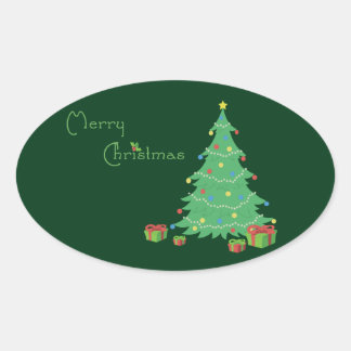 Adesivo Oval Vinhetas de Natal Feliz