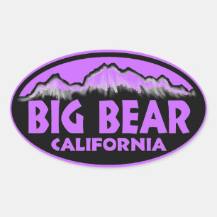 Adesivo Oval Vinhetas de oval roxo do Big Bear California