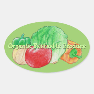 Adesivo Oval Vinhetas de produtos frescos