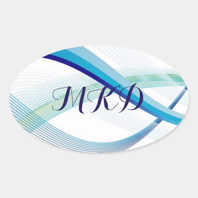 Adesivo Oval Vinhetas de selagem de envelope teal personalizada (Frente)