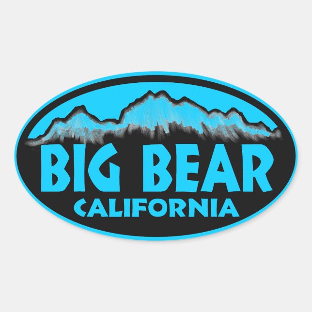 Adesivo Oval Vinhetas ovais azuis do Big Bear California (Frente)