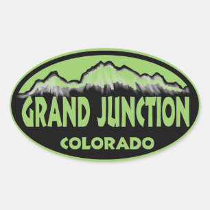 Adesivo Oval Vinhetas ovais verdes do Grand Junction Colorado
