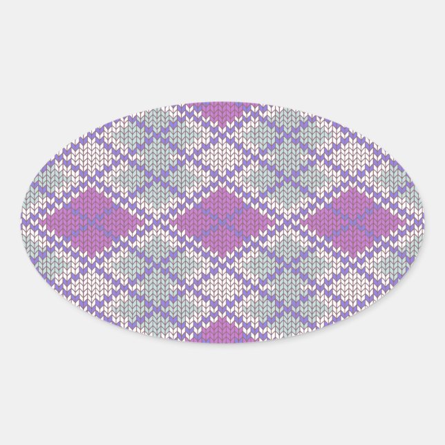 Adesivo Oval Vinhetas Oval do KNIT ARGYLE LILAC (Frente)