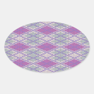 Adesivo Oval Vinhetas Oval do KNIT ARGYLE LILAC