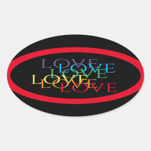 Adesivo Oval Vinhetas Oval LOVE II/Vermelho