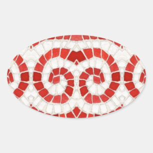 Adesivo Oval Vinhetas Oval MOSAIC VERMELHO